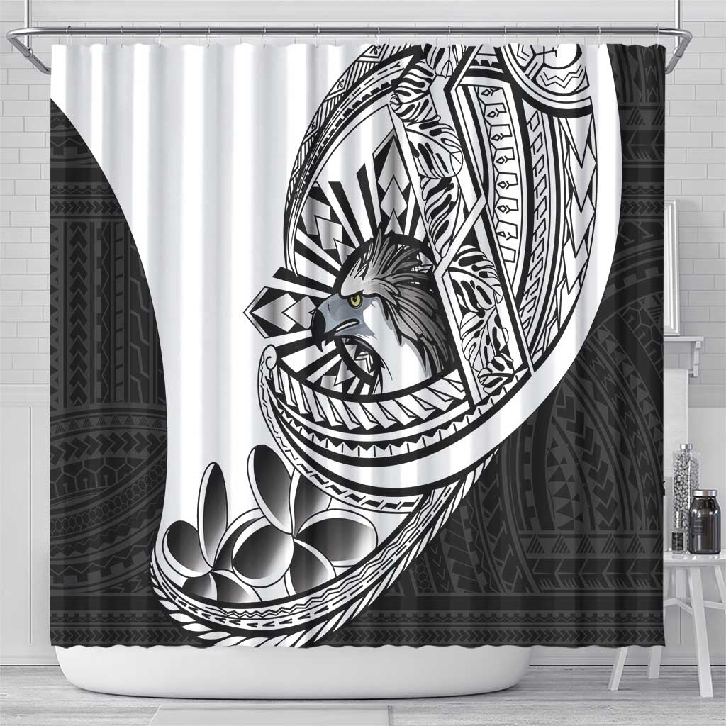 Philippines Eagle Sun Shower Curtain Filipino Agila Polynesian Tattoo Black Color