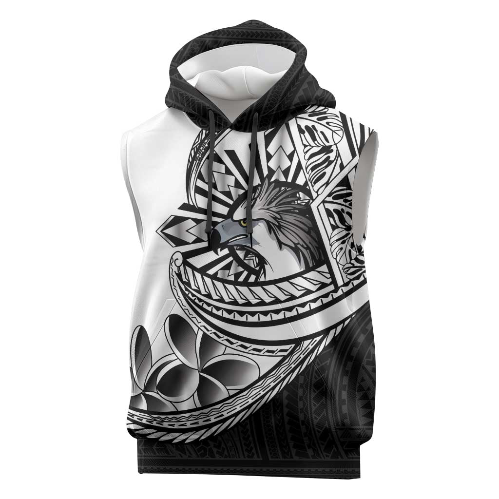 Philippines Eagle Sun Sleeveless Hoodie Filipino Agila Polynesian Tattoo Black Color