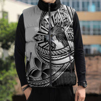 Philippines Eagle Sun Sleeveless Puffer Jacket Filipino Agila Polynesian Tattoo Black Color