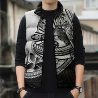 Philippines Eagle Sun Sleeveless Puffer Jacket Filipino Agila Polynesian Tattoo Black Color