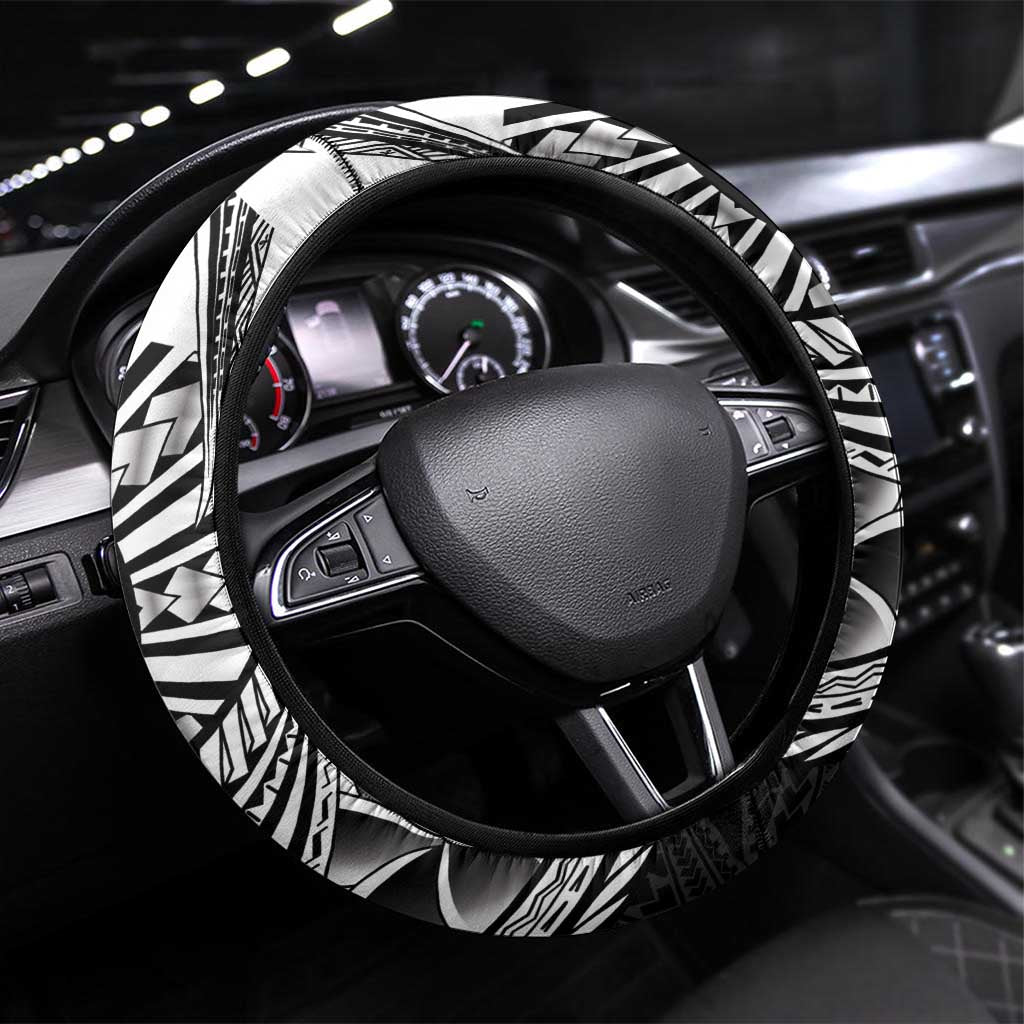 Philippines Eagle Sun Steering Wheel Cover Filipino Agila Polynesian Tattoo Black Color LT14 Universal Fit Black - Polynesian Pride