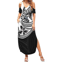 Philippines Eagle Sun Summer Maxi Dress Filipino Agila Polynesian Tattoo Black Color