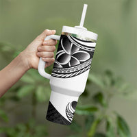 Philippines Eagle Sun Tumbler With Handle Filipino Agila Polynesian Tattoo Black Color