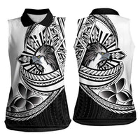 Philippines Eagle Sun Women Sleeveless Polo Shirt Filipino Agila Polynesian Tattoo Black Color