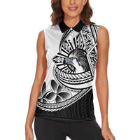 Philippines Eagle Sun Women Sleeveless Polo Shirt Filipino Agila Polynesian Tattoo Black Color