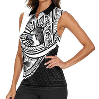 Philippines Eagle Sun Women Sleeveless Polo Shirt Filipino Agila Polynesian Tattoo Black Color