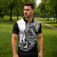 Philippines Eagle Sun Zipper Polo Shirt Filipino Agila Polynesian Tattoo Black Color