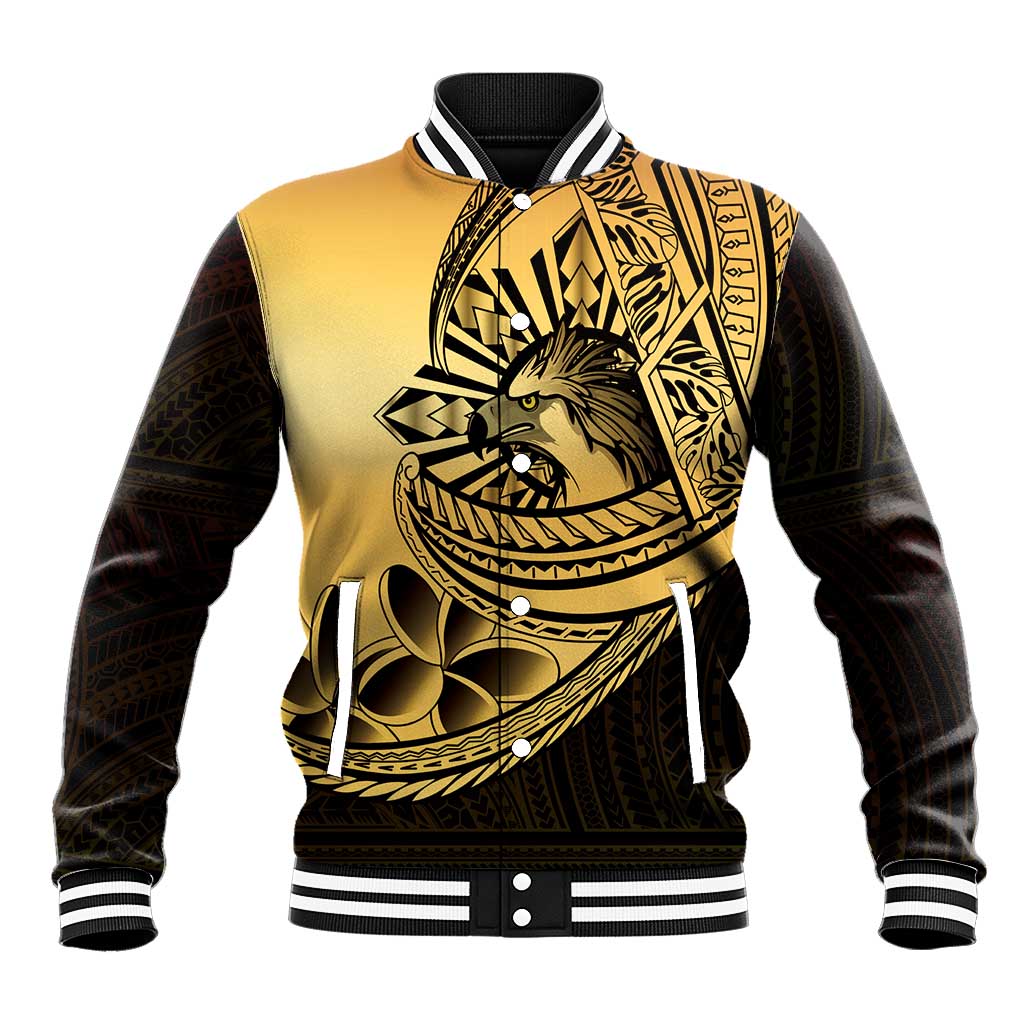 Philippines Eagle Sun Baseball Jacket Filipino Agila Polynesian Tattoo Gold Color