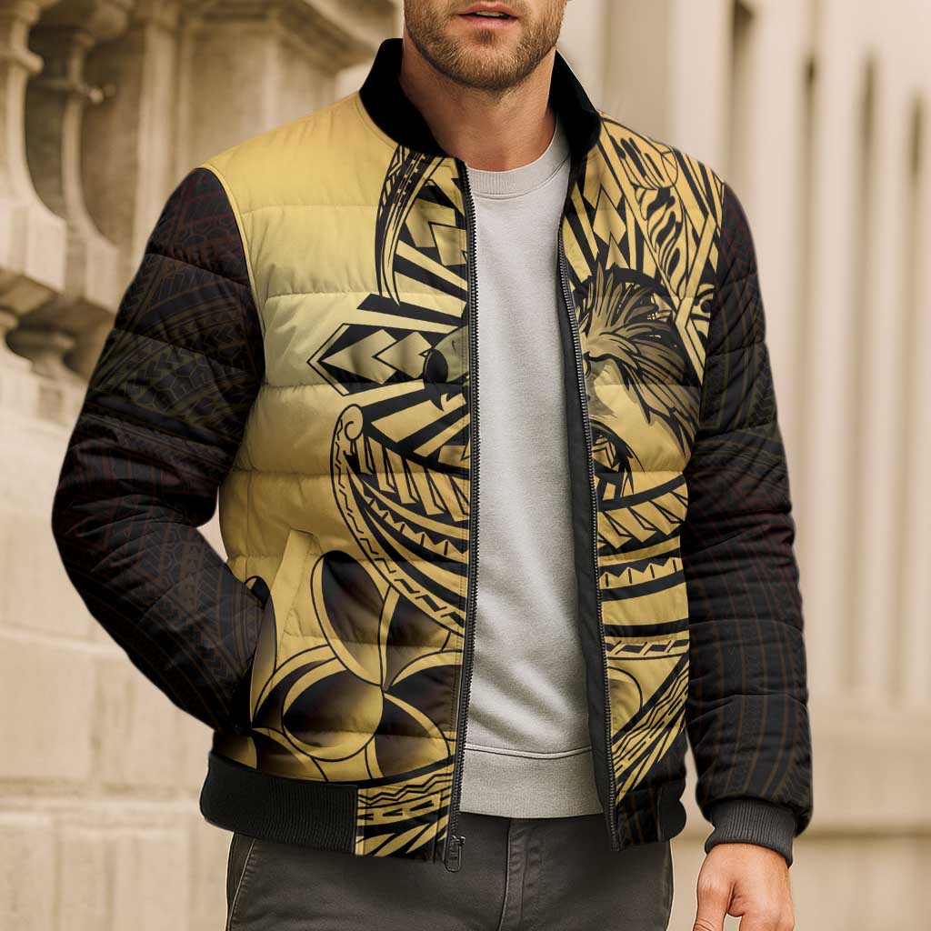 Philippines Eagle Sun Bomber Puffer Jacket Filipino Agila Polynesian Tattoo Gold Color