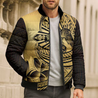 Philippines Eagle Sun Bomber Puffer Jacket Filipino Agila Polynesian Tattoo Gold Color