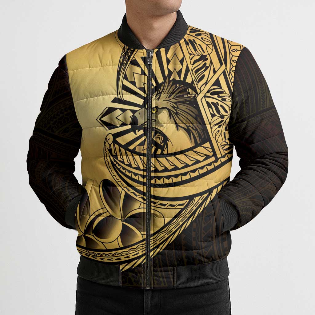 Philippines Eagle Sun Bomber Puffer Jacket Filipino Agila Polynesian Tattoo Gold Color