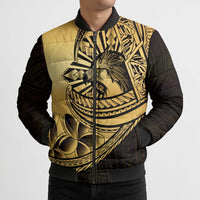 Philippines Eagle Sun Bomber Puffer Jacket Filipino Agila Polynesian Tattoo Gold Color