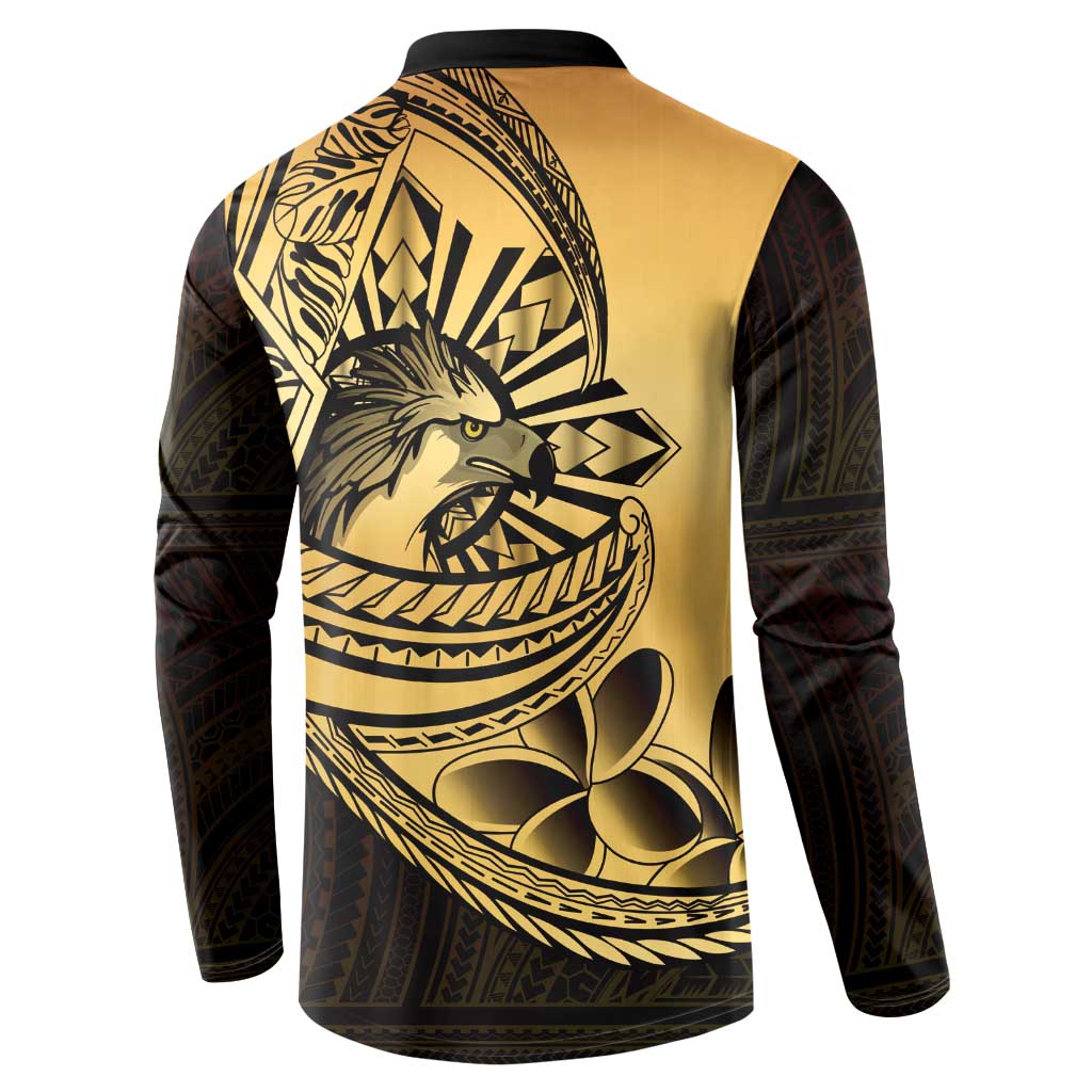 Philippines Eagle Sun Button Sweatshirt Filipino Agila Polynesian Tattoo Gold Color