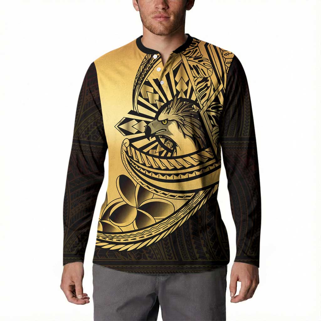 Philippines Eagle Sun Button Sweatshirt Filipino Agila Polynesian Tattoo Gold Color