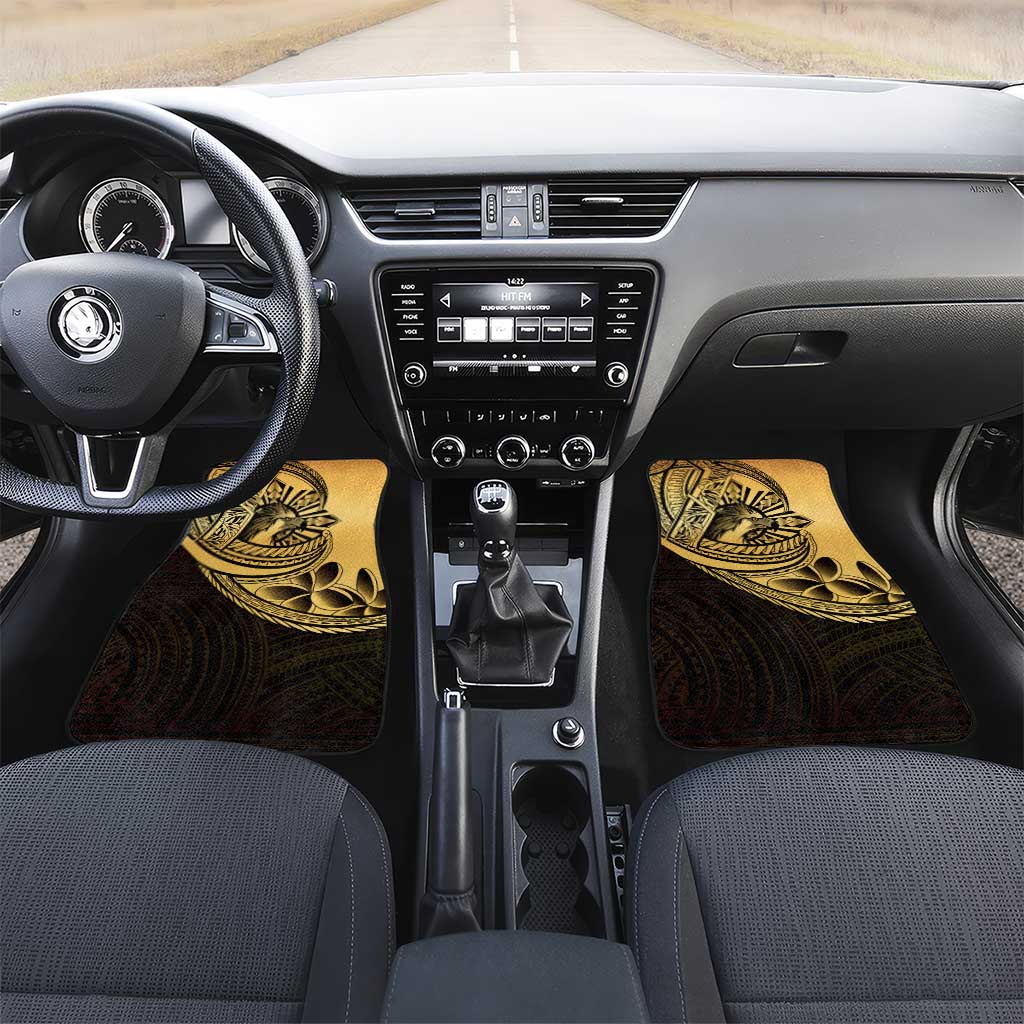 Philippines Eagle Sun Car Mats Filipino Agila Polynesian Tattoo Gold Color LT14 Set 2pcs - Front Gold - Polynesian Pride
