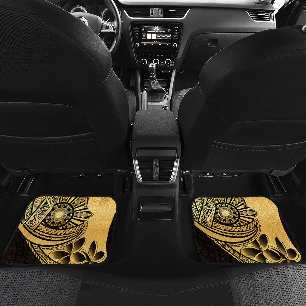 Philippines Eagle Sun Car Mats Filipino Agila Polynesian Tattoo Gold Color LT14 Set 2pcs - Back Gold - Polynesian Pride
