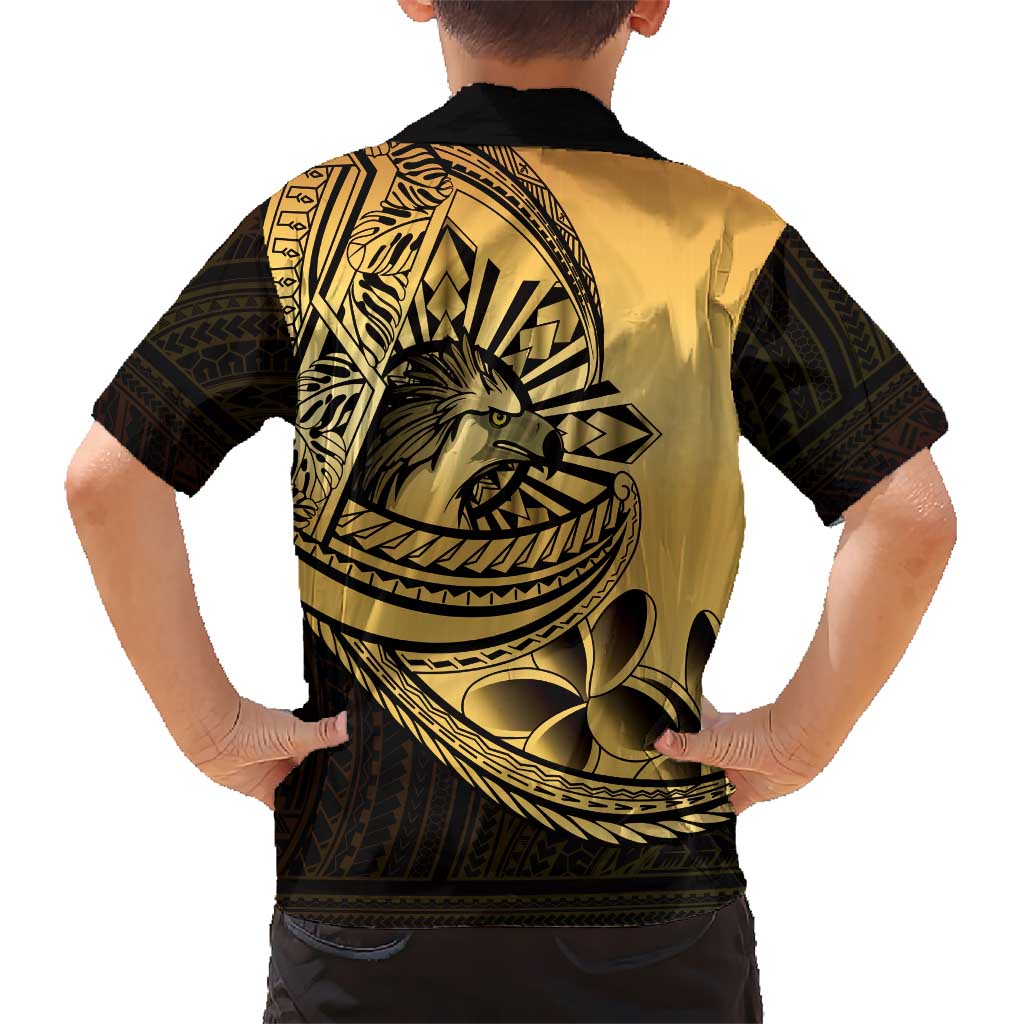 Philippines Eagle Sun Family Matching Mermaid Dress and Hawaiian Shirt Filipino Agila Polynesian Tattoo Gold Color