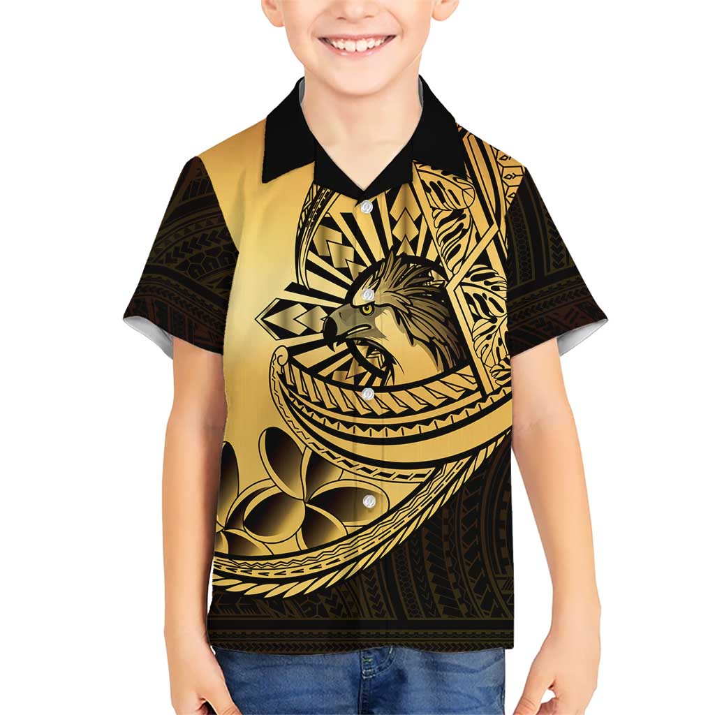 Philippines Eagle Sun Family Matching Mermaid Dress and Hawaiian Shirt Filipino Agila Polynesian Tattoo Gold Color