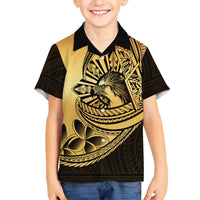 Philippines Eagle Sun Family Matching Off Shoulder Maxi Dress and Hawaiian Shirt Filipino Agila Polynesian Tattoo Gold Color