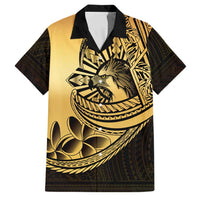Philippines Eagle Sun Family Matching Off Shoulder Short Dress and Hawaiian Shirt Filipino Agila Polynesian Tattoo Gold Color