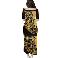 Philippines Eagle Sun Family Matching Puletasi and Hawaiian Shirt Filipino Agila Polynesian Tattoo Gold Color