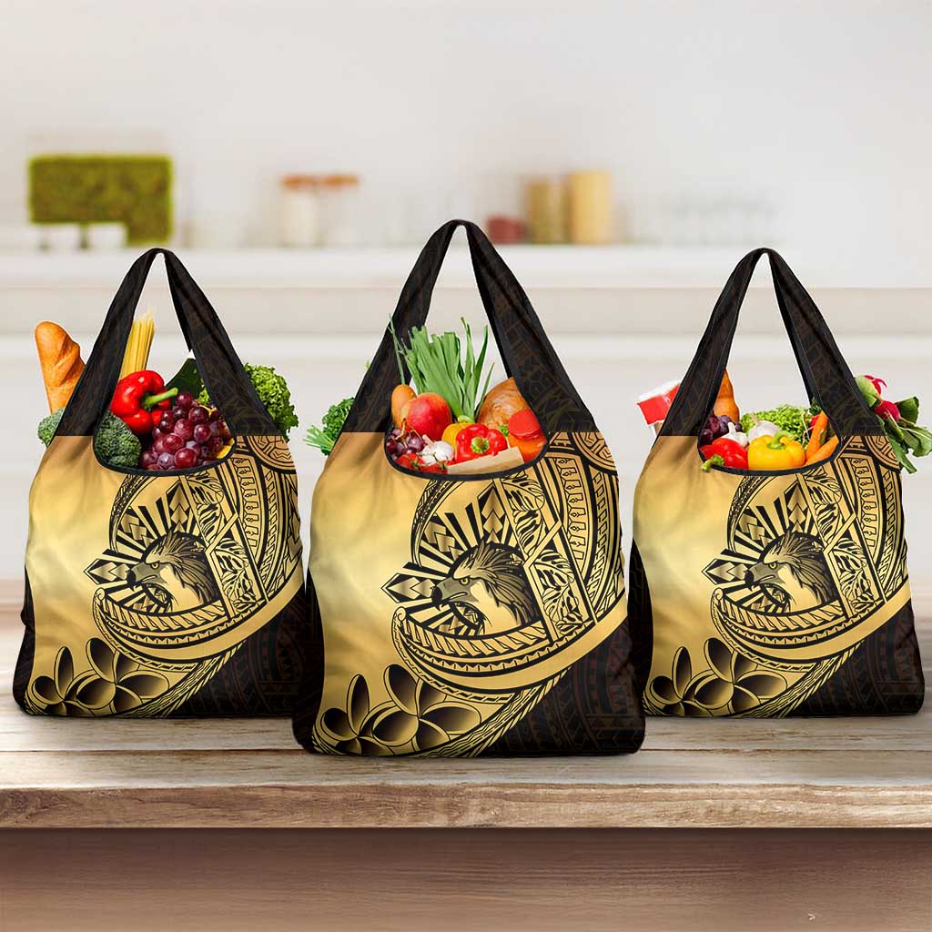 Philippines Eagle Sun Grocery Bag Filipino Agila Polynesian Tattoo Gold Color LT14 3-pack One Size Gold - Polynesian Pride