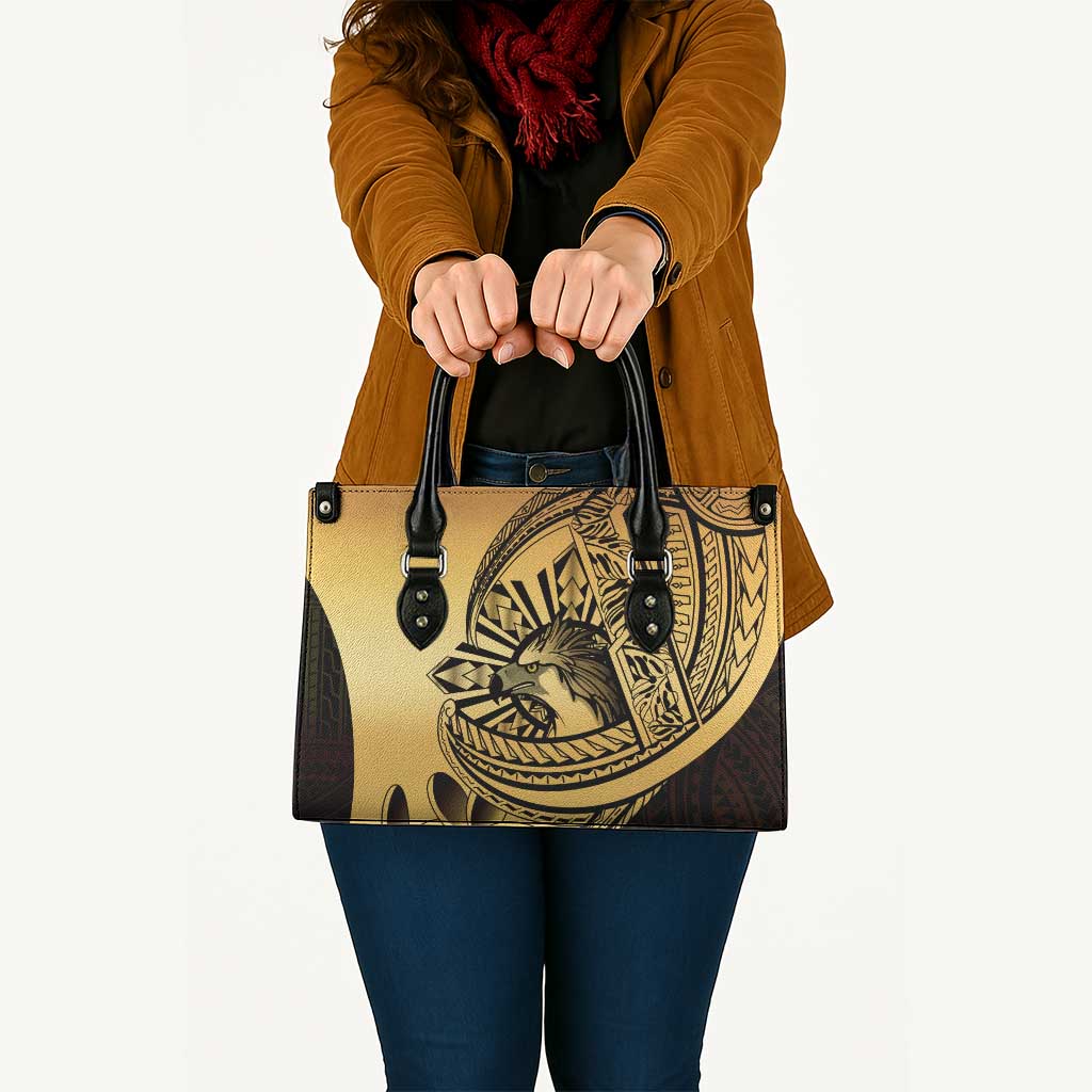 Philippines Eagle Sun Leather Bag Filipino Agila Polynesian Tattoo Gold Color