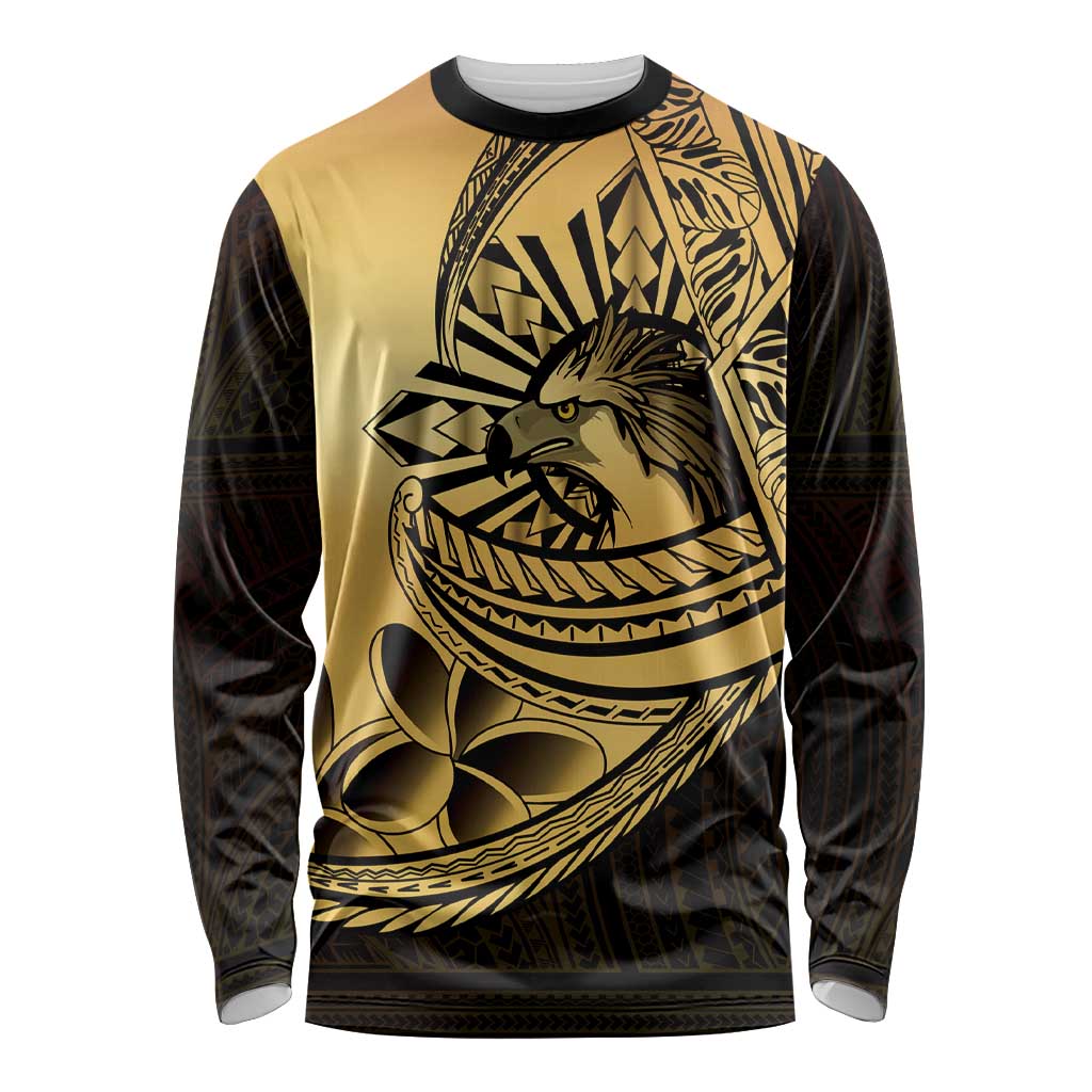 Philippines Eagle Sun Long Sleeve Shirt Filipino Agila Polynesian Tattoo Gold Color LT14 Unisex Gold - Polynesian Pride