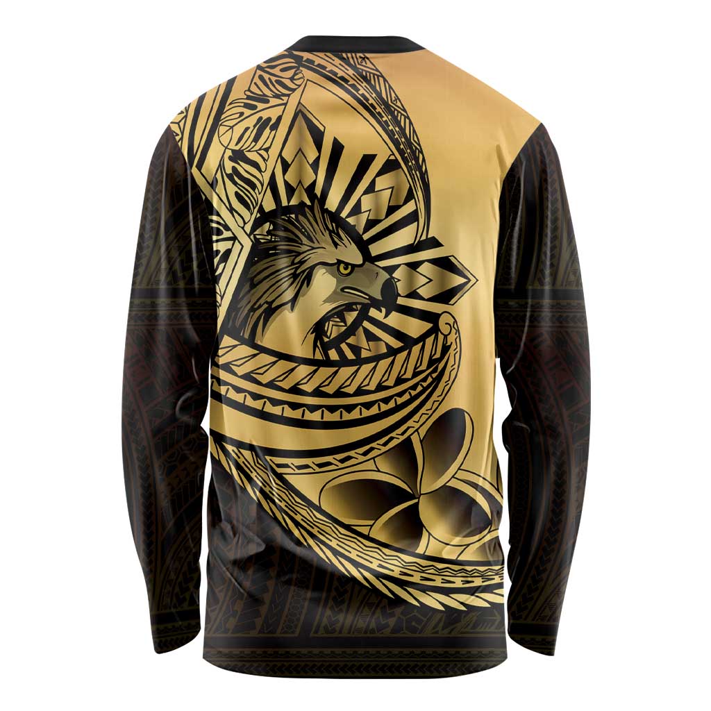 Philippines Eagle Sun Long Sleeve Shirt Filipino Agila Polynesian Tattoo Gold Color LT14 - Polynesian Pride