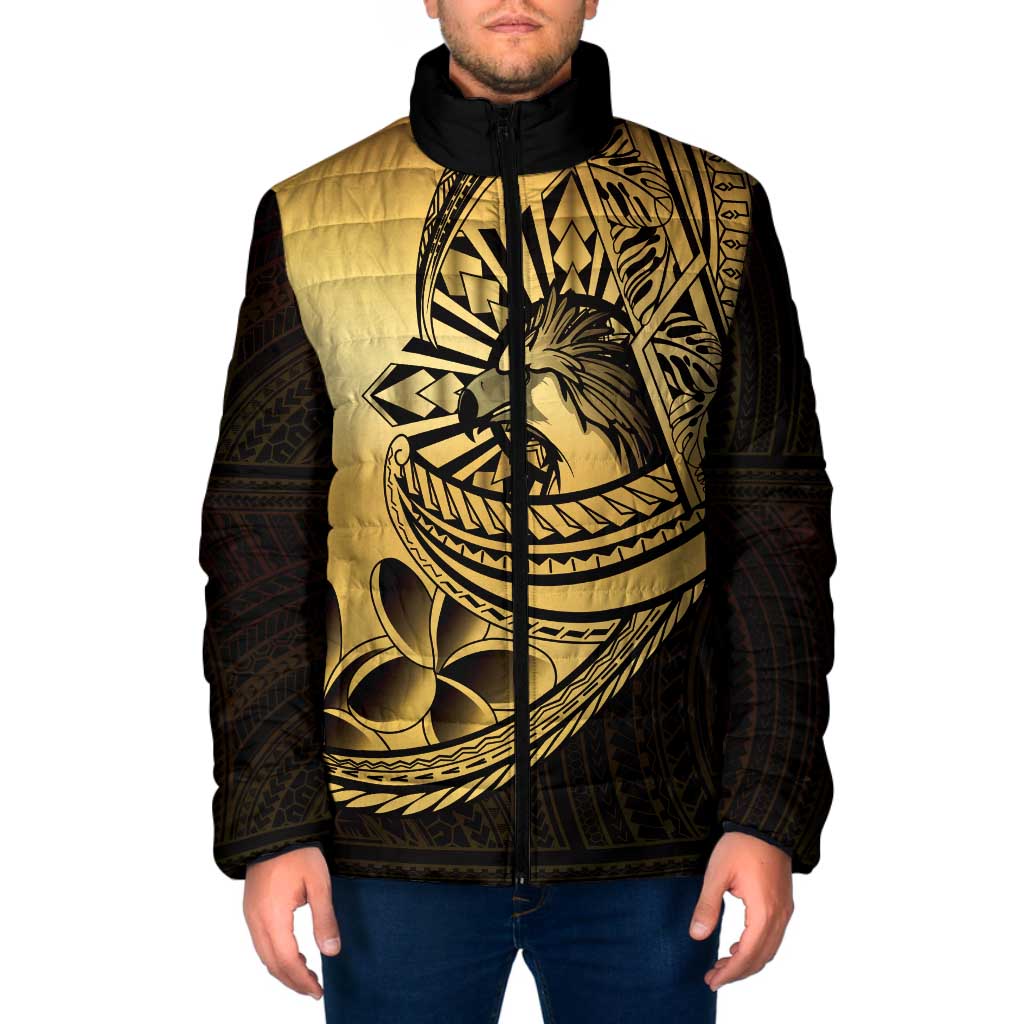 Philippines Eagle Sun Padded Jacket Filipino Agila Polynesian Tattoo Gold Color