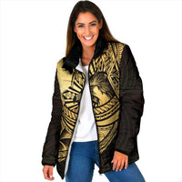 Philippines Eagle Sun Padded Jacket Filipino Agila Polynesian Tattoo Gold Color