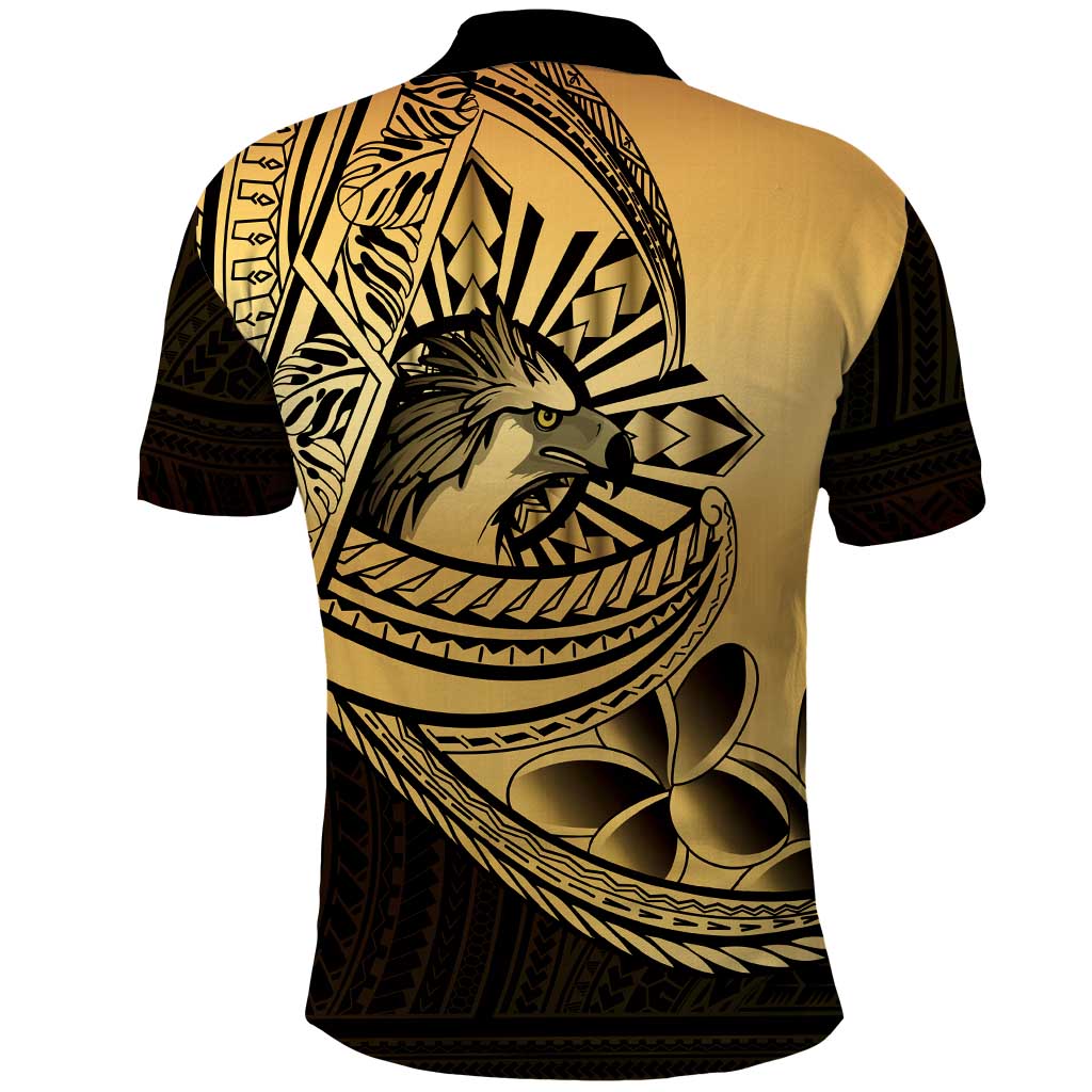 Philippines Eagle Sun Polo Shirt Filipino Agila Polynesian Tattoo Gold Color
