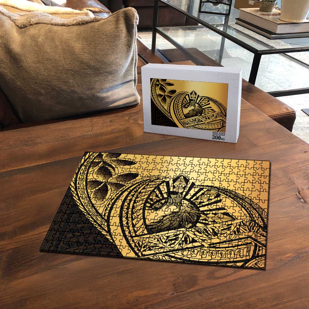Philippines Eagle Sun Puzzle Filipino Agila Polynesian Tattoo Gold Color
