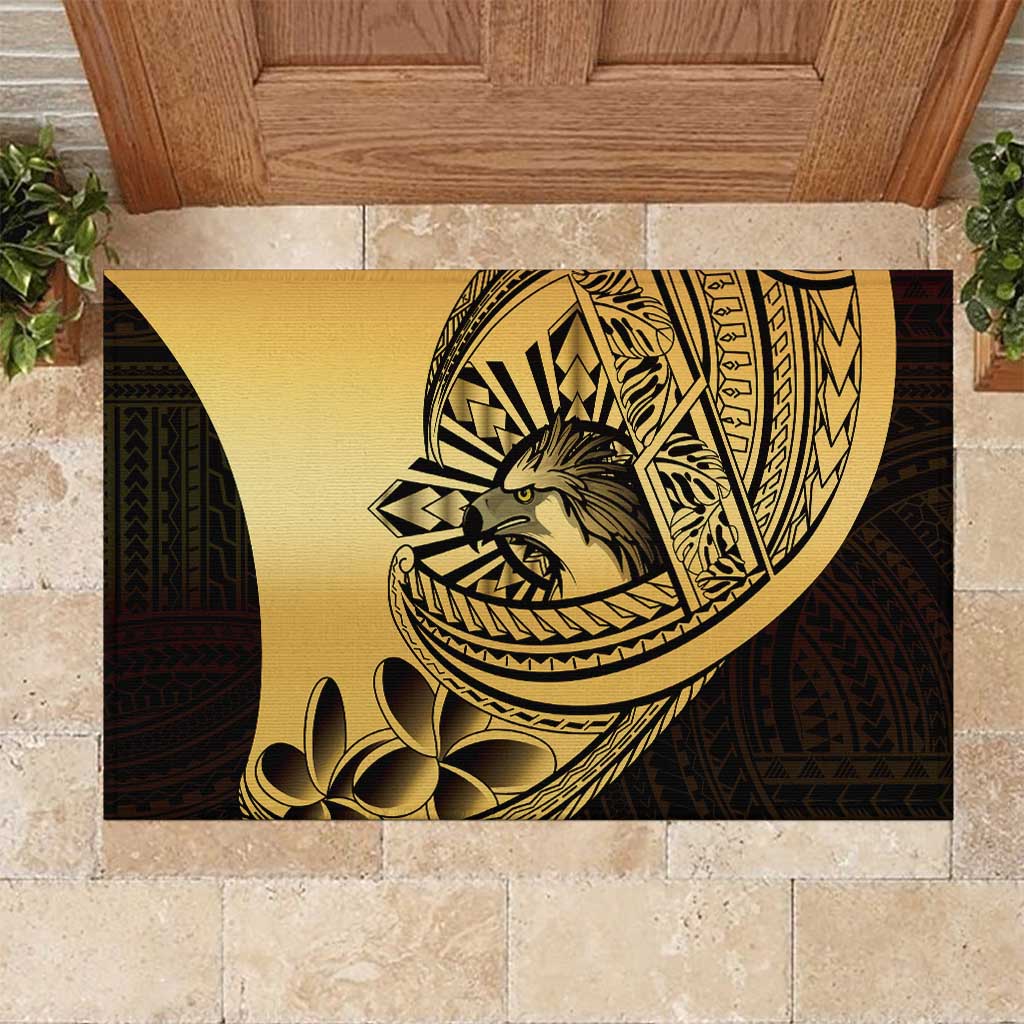 Philippines Eagle Sun Rubber Doormat Filipino Agila Polynesian Tattoo Gold Color