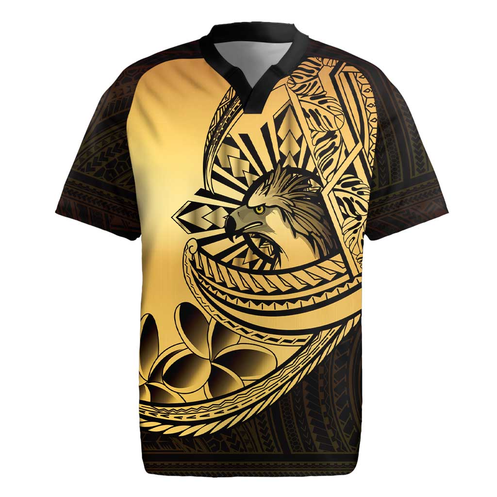 Philippines Eagle Sun Rugby Jersey Filipino Agila Polynesian Tattoo Gold Color LT14 Gold - Polynesian Pride