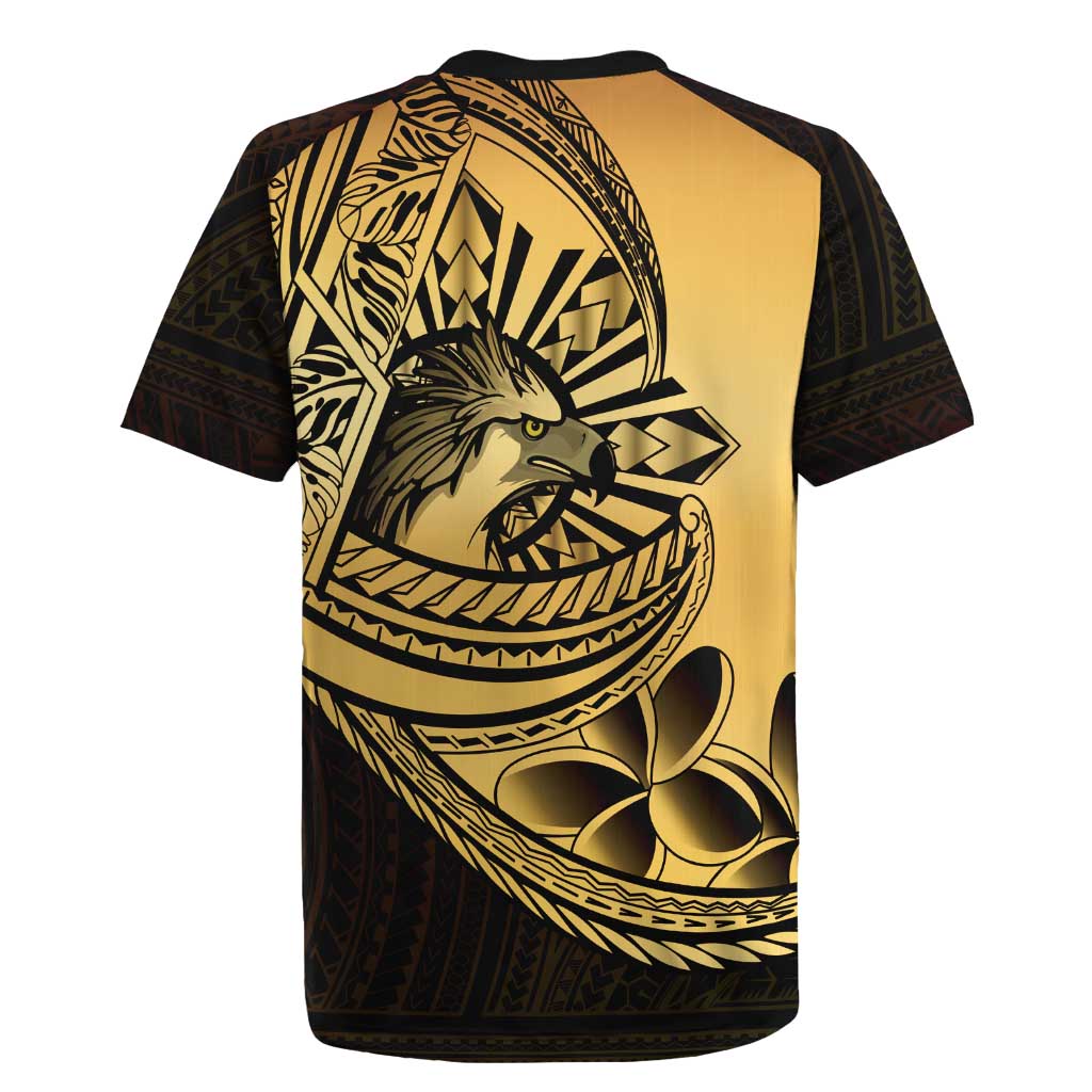 Philippines Eagle Sun Rugby Jersey Filipino Agila Polynesian Tattoo Gold Color LT14 - Polynesian Pride