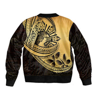Philippines Eagle Sun Sleeve Zip Bomber Jacket Filipino Agila Polynesian Tattoo Gold Color