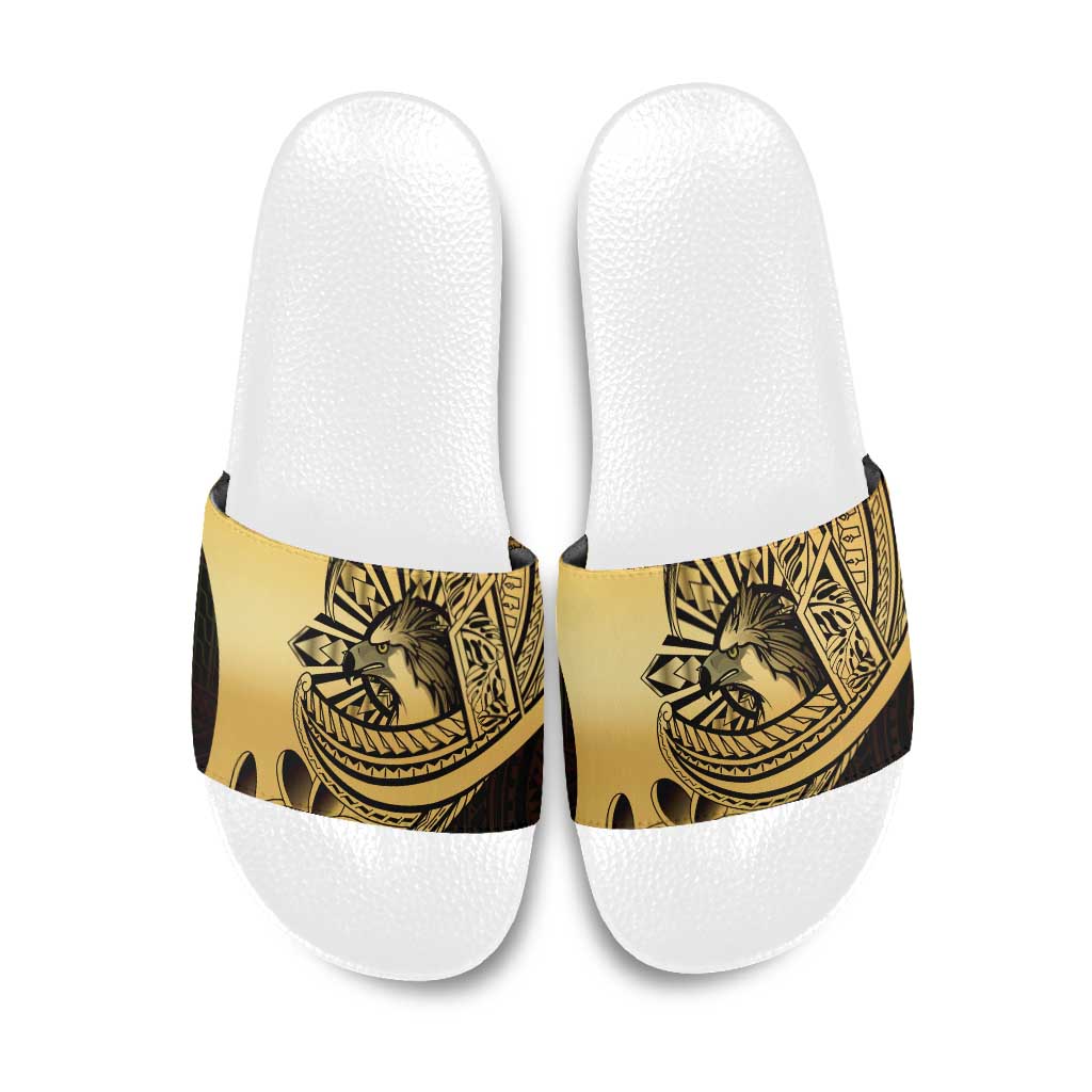 Philippines Eagle Sun Slide Sandals Filipino Agila Polynesian Tattoo Gold Color