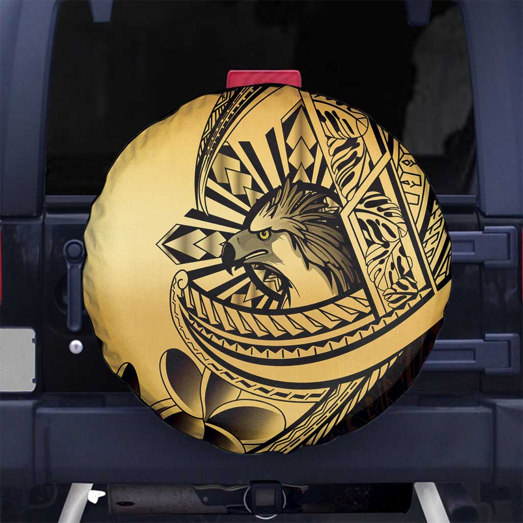 Philippines Eagle Sun Spare Tire Cover Filipino Agila Polynesian Tattoo Gold Color