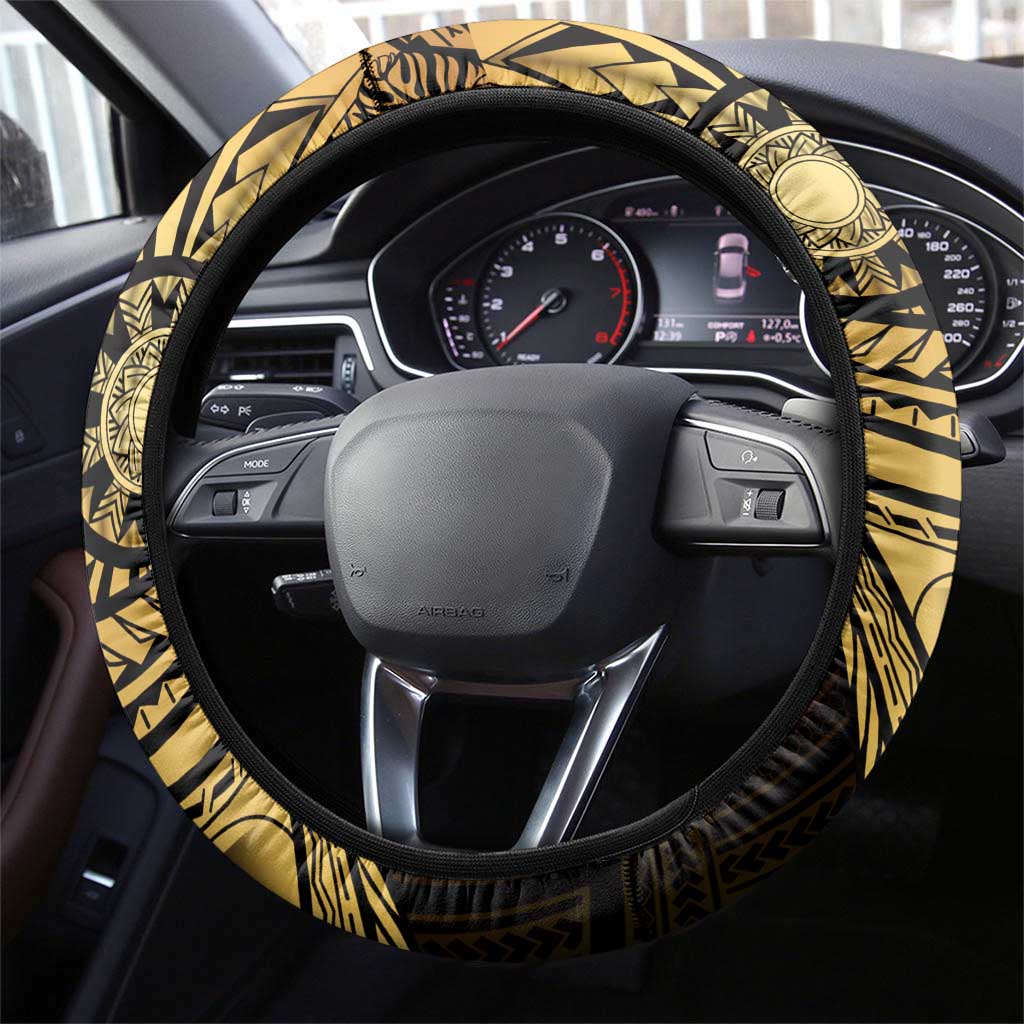 Philippines Eagle Sun Steering Wheel Cover Filipino Agila Polynesian Tattoo Gold Color