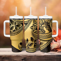 Philippines Eagle Sun Tumbler With Handle Filipino Agila Polynesian Tattoo Gold Color