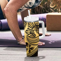 Philippines Eagle Sun Tumbler With Handle Filipino Agila Polynesian Tattoo Gold Color