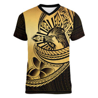 Philippines Eagle Sun Women V-Neck T-Shirt Filipino Agila Polynesian Tattoo Gold Color