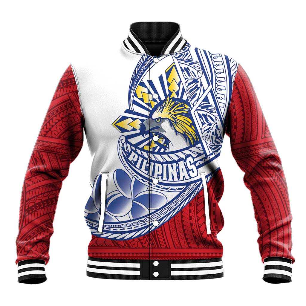 Philippines Eagle Sun Baseball Jacket Filipino Agila Polynesian Tattoo Flag Color
