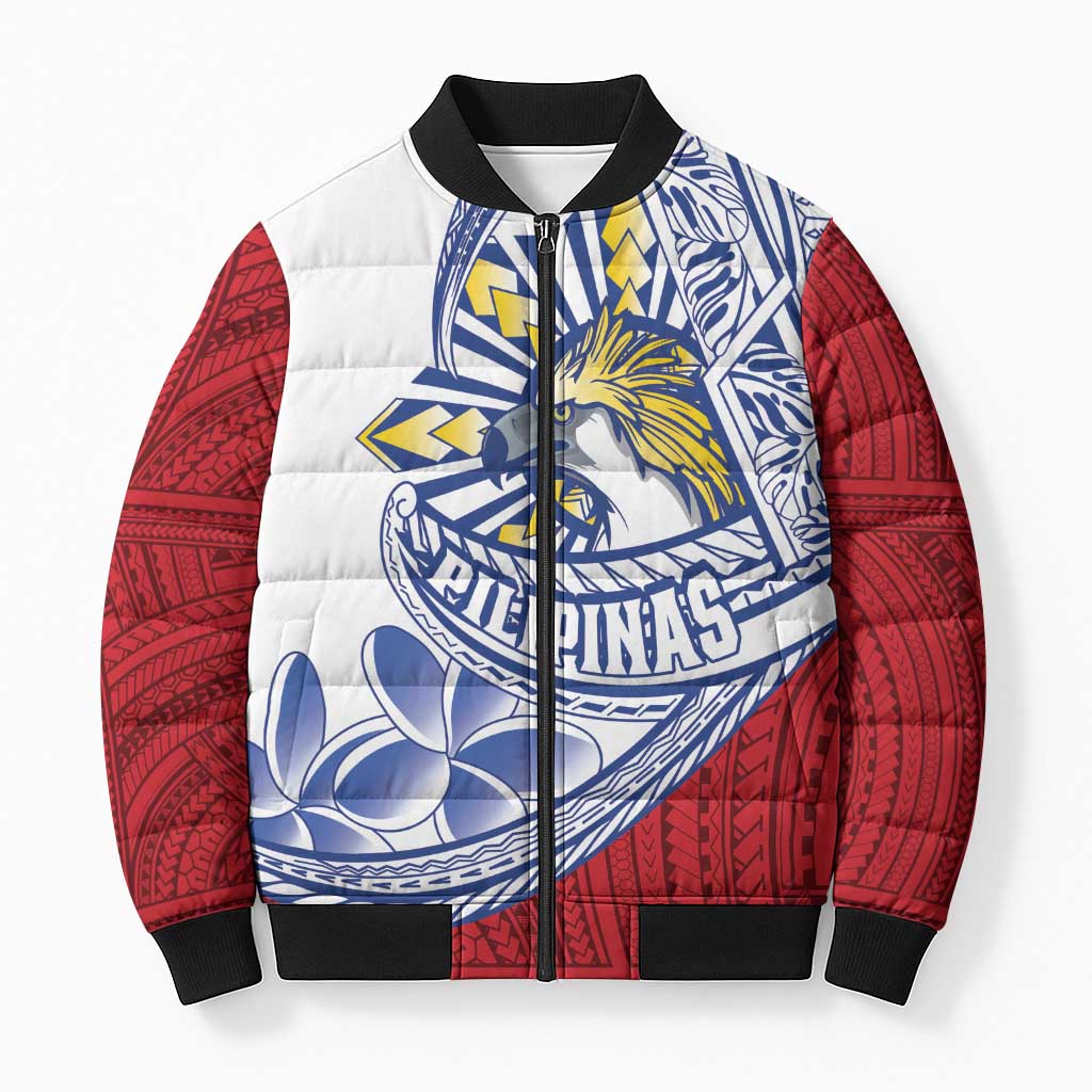 Philippines Eagle Sun Bomber Puffer Jacket Filipino Agila Polynesian Tattoo Flag Color