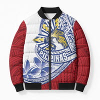 Philippines Eagle Sun Bomber Puffer Jacket Filipino Agila Polynesian Tattoo Flag Color