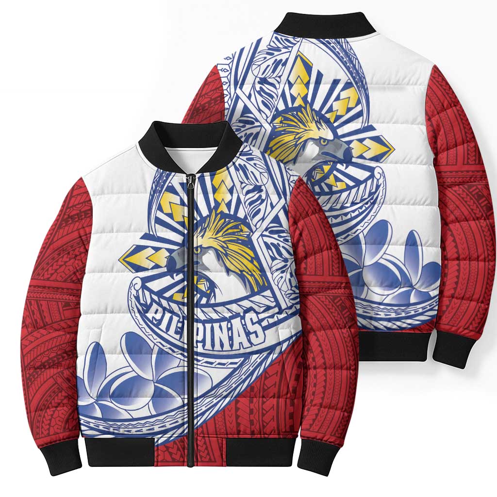 Philippines Eagle Sun Bomber Puffer Jacket Filipino Agila Polynesian Tattoo Flag Color