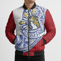 Philippines Eagle Sun Bomber Puffer Jacket Filipino Agila Polynesian Tattoo Flag Color