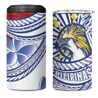 Philippines Eagle Sun 4 in 1 Can Cooler Tumbler Filipino Agila Polynesian Tattoo Flag Color