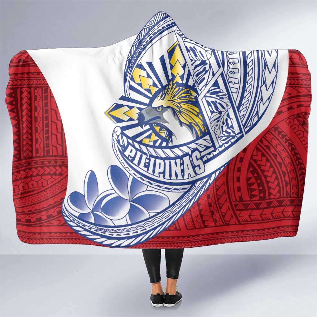 Philippines Eagle Sun Hooded Blanket Filipino Agila Polynesian Tattoo Flag Color LT14 One Size Red - Polynesian Pride